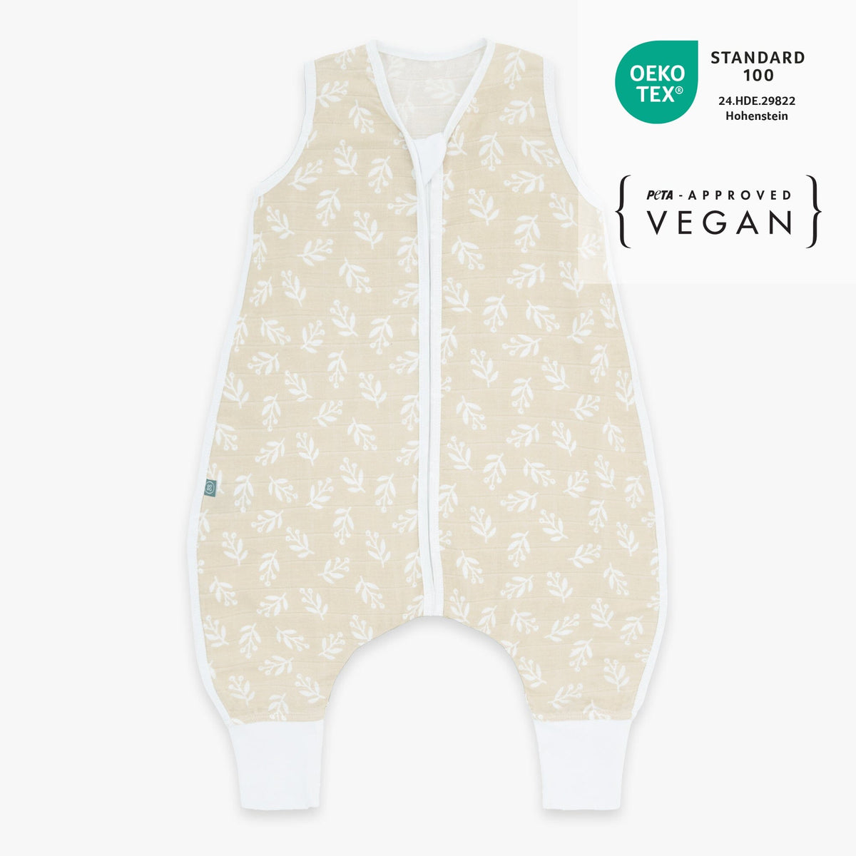 Musselin Schlafsack mit Füßen 0.5 TOG | Floral Sand