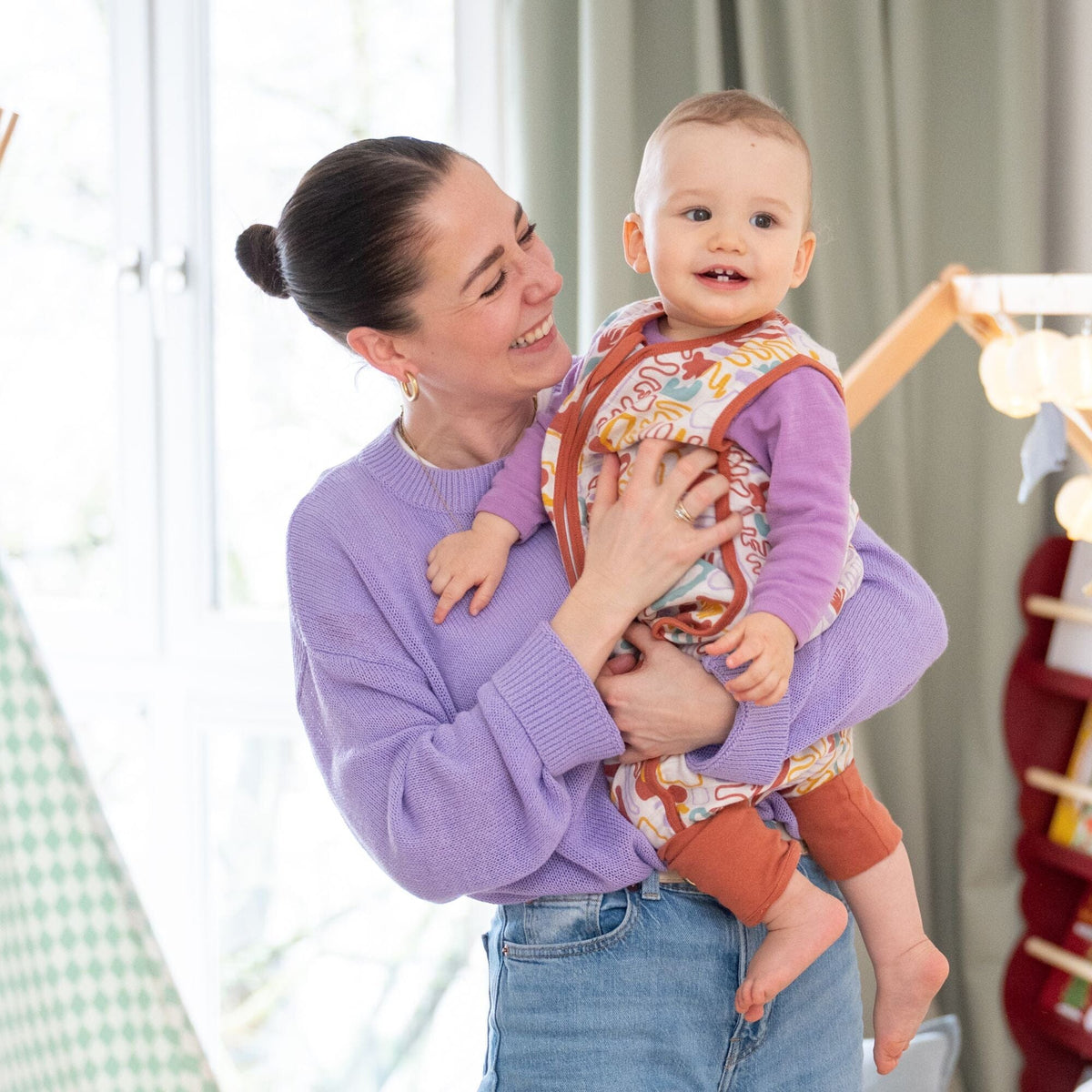 Musselin Schlafsack mit Füßen 0.5 TOG | Bunte Formen