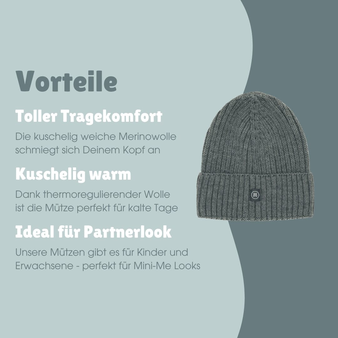 Merino Wollmütze Erwachsene | Essential Grau