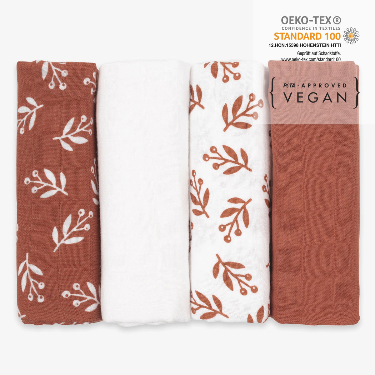 Spucktuecher 4er Set Floral Mocca mit Zertifikaten